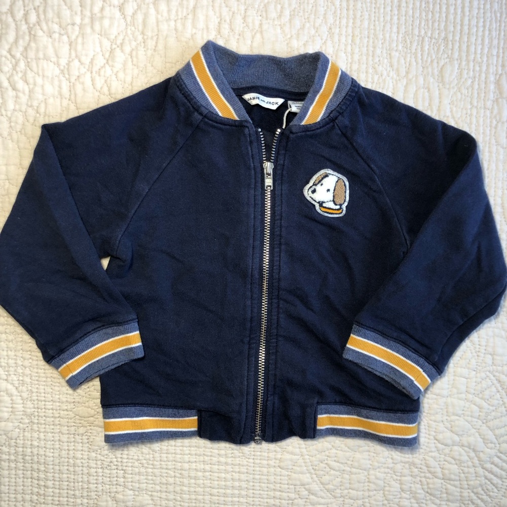 JANIE AND JACK Toddler Kids Navy Jacket with Yellow Accents Size 18-24 months